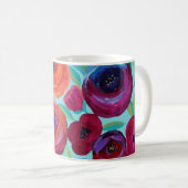 明るいカラフルフローラ開花 コーヒーマグカップ (正面右)