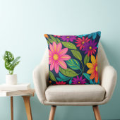 明るいカラフルフローラ クッション (椅子)