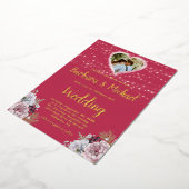 明るいカラフルフローラ 箔招待状 (回転した状態)