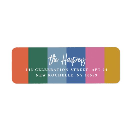 明るいカラフルブストライプのラシのスクリパーソナライズされたプト ラベル (正面)