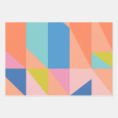 明るいカラフルブモダンルーとオレンジ色のシェイプ ラッピングペーパーシート (正面3)