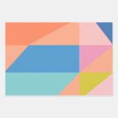 明るいカラフルブモダンルーとオレンジ色のシェイプ ラッピングペーパーシート (正面2)