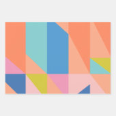 明るいカラフルブモダンルーとオレンジ色のシェイプ ラッピングペーパーシート (正面)