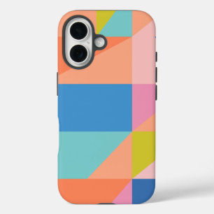 明るいカラフルブモダンルーとオレンジ色のシェイプ iPhone 16ケース