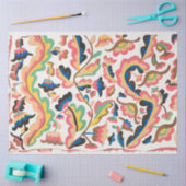 明るいカラフルボホパターンの切り離し 薄葉紙 (クラフト)