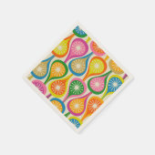 明るいカラフルミッドセンチュリーモダンレトロパターン スタンダードカクテルナプキン (角)