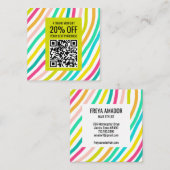明るいカラフルミニマストライプリス感謝していトのQRコード 割引カード (正面/裏面)
