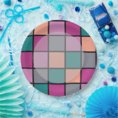 明るいカラフルメイン領域のタイル ペーパープレート (パーティー)