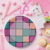 明るいカラフルメイン領域のタイル ペーパープレート (パーティー)