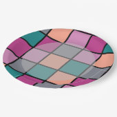 明るいカラフルメイン領域のタイル ペーパープレート (アングル)