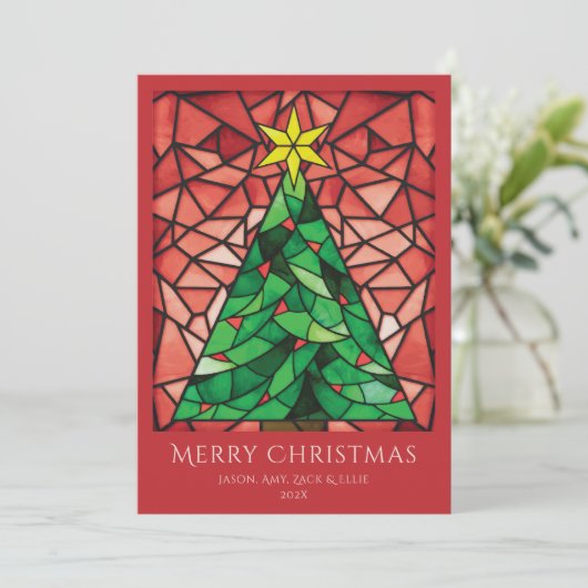 明るいカラフルメリークリスマスツリースター シーズンカード (スタンド正面)