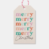 明るいカラフルメリーモダンクリスマス ギフトタグ (正面)