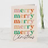 明るいカラフルメリーモダンクリスマス 箔シーズンカード (正面)