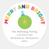 明るいカラフルメリー封筒用シール ラウンドシール (正面)