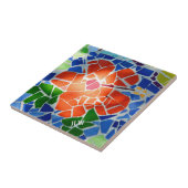 明るいカラフルモザイク赤い花 タイル (側面)