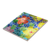 明るいカラフルモザイク赤と黄色の花 タイル (側面)