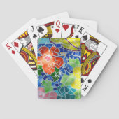 明るいカラフルモザイク赤と黄色の花 トランプ (裏面)