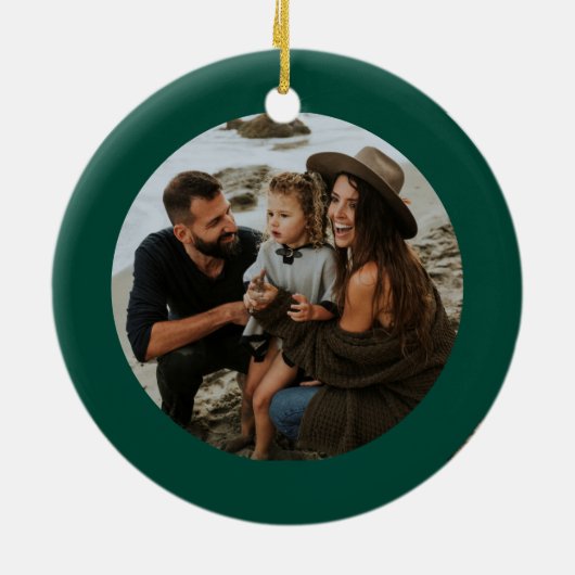 明るいカラフルモダンのクリスマス家族の写真 セラミックオーナメント (裏面)