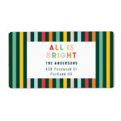 明るいカラフルモダンクリスマスファミリー ラベル (正面)