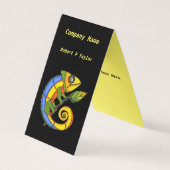 明るいカラフルリザードブランチリーフブラックイエロー 名刺 (正面)
