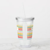 明るいカラフルレインボーストライプおもしろい学校 アクリルタンブラー (左)