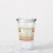 明るいカラフルレインボーストライプおもしろい学校 アクリルタンブラー (裏面)