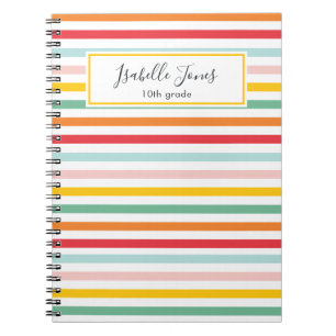 明るいカラフルレインボーストライプスクール ノートブック