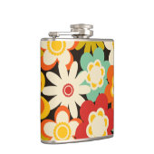 明るいカラフルレトロかわいい花のパターン フラスク (右)