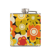 明るいカラフルレトロかわいい花のパターン フラスク (裏面)
