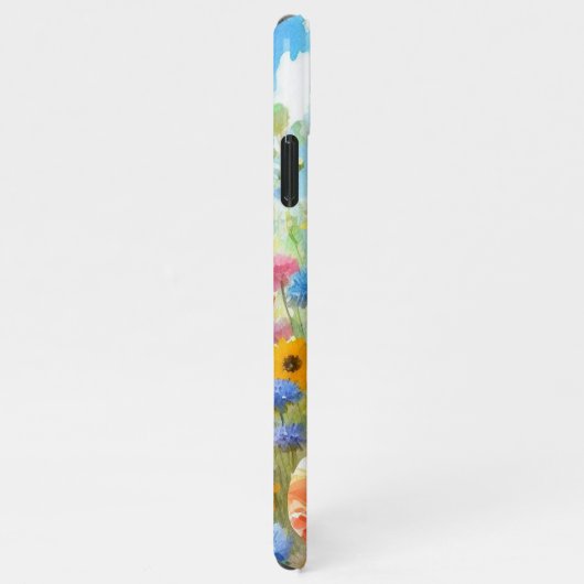 明るいカラフルワイルドフラワーフローラウォーターカラーアート iPhoneケース (右側)