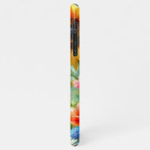 明るいカラフルワイルドフラワーフローラウォーターカラーアート iPhoneケース (左側)