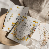 明るいカラフルワイルドフラワーフローラ結婚リース 招待状