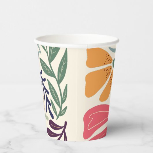 明るいカラフルワイルドフラワー抽象芸術フローラパーティー 紙コップ (右)