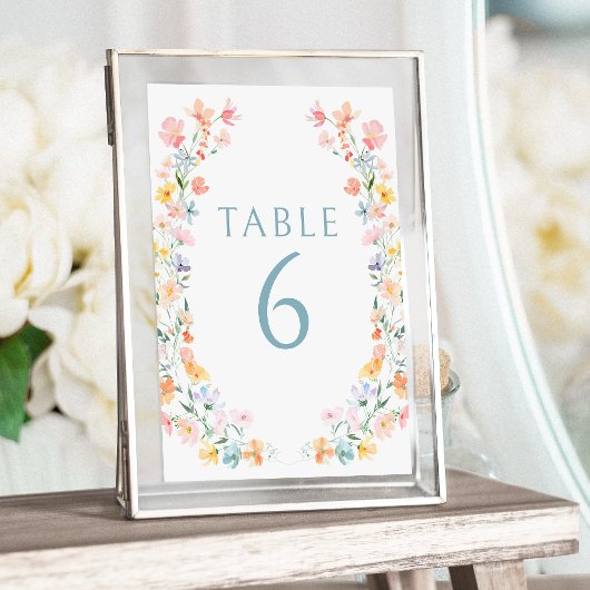 明るいカラフルワイルドフラワー春の結婚式 招待状