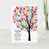 明るいカラフル先生感謝していツリー カード (正面)