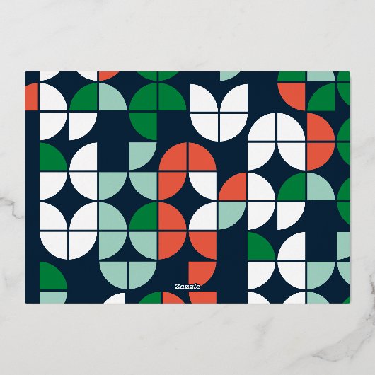 明るいカラフル写真クリスマスの幾何学的スクリプト 箔シーズンカード (裏面)