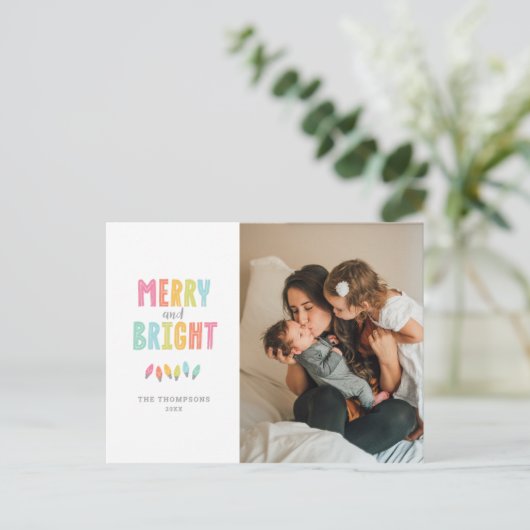 明るいカラフル写真メリーの休日はがき シーズンポストカード (スタンド正面)