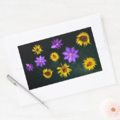 明るいカラフル切り出し花長方形ステッキ 長方形シール (封筒)