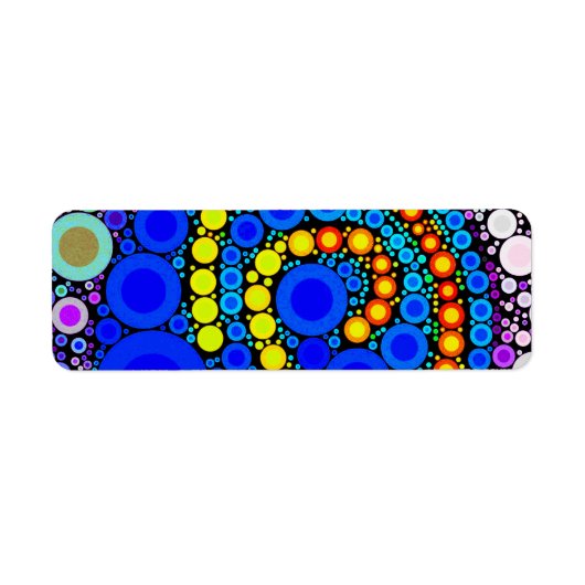 明るいカラフル同心円の旋回アーポップ・アートのト ラベル (正面)