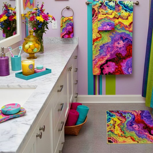 明るいカラフル大理石 バスタオルセット