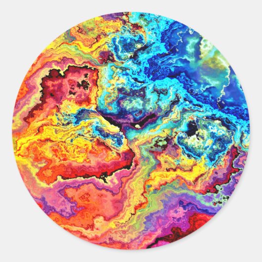 明るいカラフル大理石 ラウンドシール (正面)