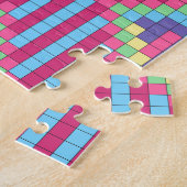 明るいカラフル市松模様 ジグソーパズル (側面)