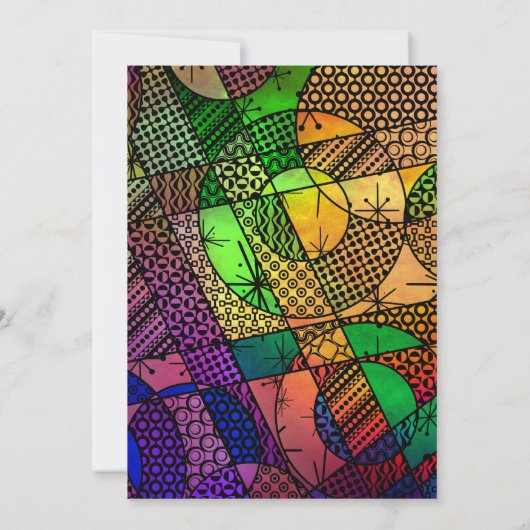 明るいカラフル幾何学模様の卒業パーティー 招待状 (裏面)