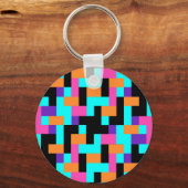 明るいカラフル幾何学模様 キーホルダー (正面)