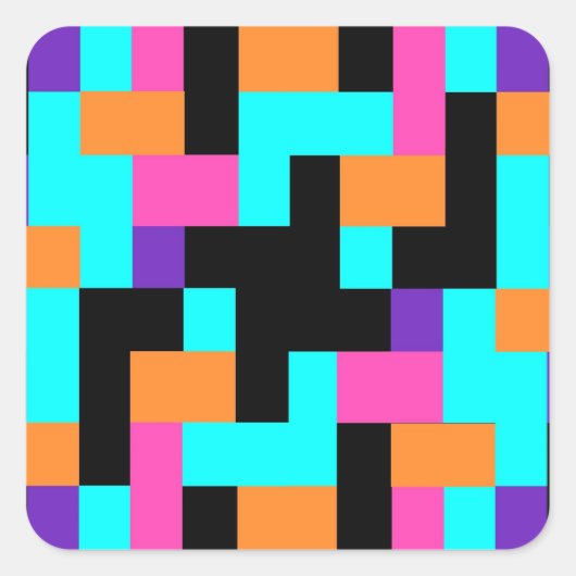 明るいカラフル幾何学模様 スクエアシール (正面)