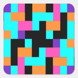 明るいカラフル幾何学模様 スクエアシール