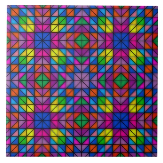 明るいカラフル幾何学模様 タイル (正面)