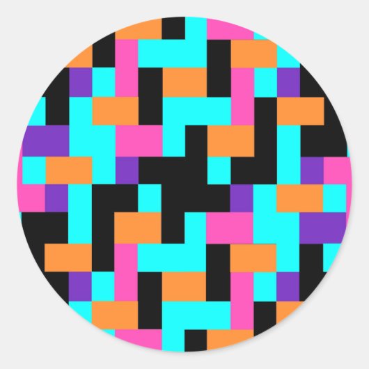 明るいカラフル幾何学模様 ラウンドシール (正面)