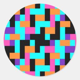 明るいカラフル幾何学模様 ラウンドシール