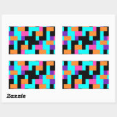 明るいカラフル幾何学模様 長方形シール (シート)